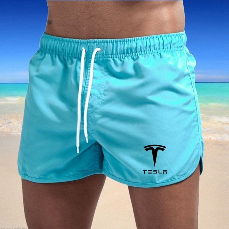 Tesla Men&#39;s Shorts Summer Swimwear Men Swimsuit Swimming Trunks Boxer Short Sexy Beach Shorts Surf Board Men&#39;s Clothing Pants