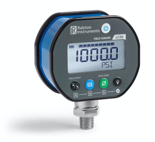 Ralston Field Gauge LC20 Digital Pressure Gauge, 15 psi/-30 inHg, ¼" male NPT bottom connection