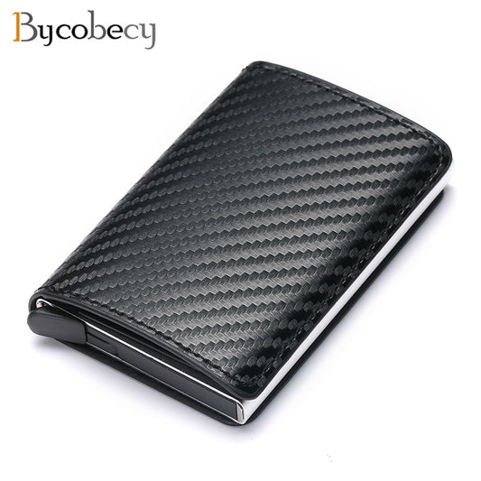 Customized Wallet Credit Bank Card Holder Men Smart Wallet RFID Aluminium Box Cardholder Retro Leather Wallets Money Clips Purse