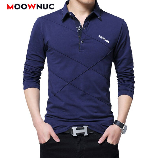 Polos Shirt Mens Long Sleeves 2020 New Fashion Cotton Hombre Men&#39;s Clothing Masculino Business Casual Slim 5XL MOOWNUC Shirts