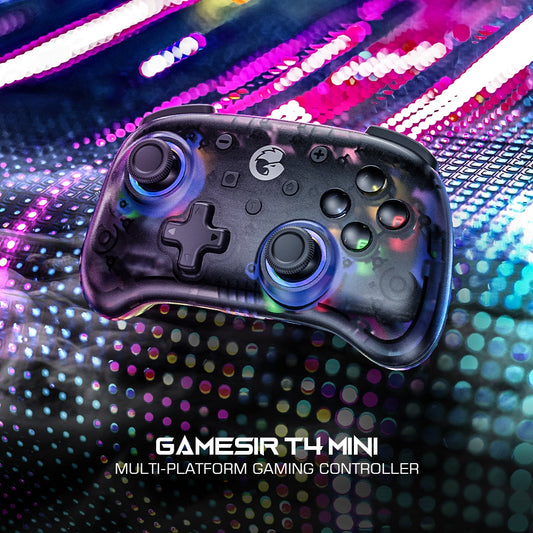 GameSir T4 Mini Bluetooth switch controller gamepad for Nintendo Switch, Apple Arcade and MFi game controller translucent