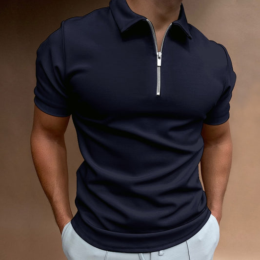 NEW Men&#39;s Solid Color Polo Shirt Short Sleeve Turn-Down Collar Zipper Polo Shirt&amp;for Men Casual Streetwear 2022 Summer Male Tops